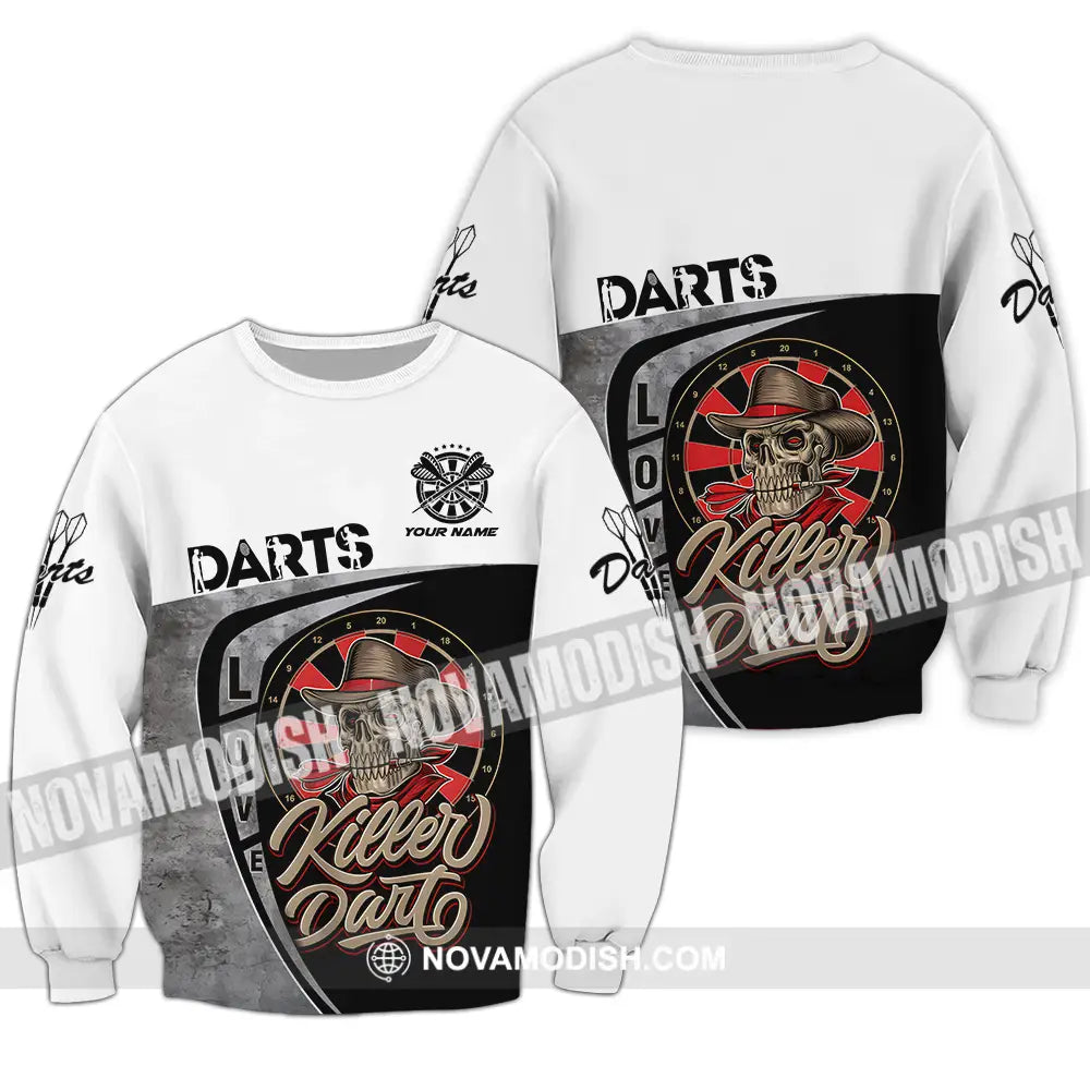 Unisex Shirt - Custom Text Darts Player Sport Shirt Killer Long Sleeve / S T-shirt
