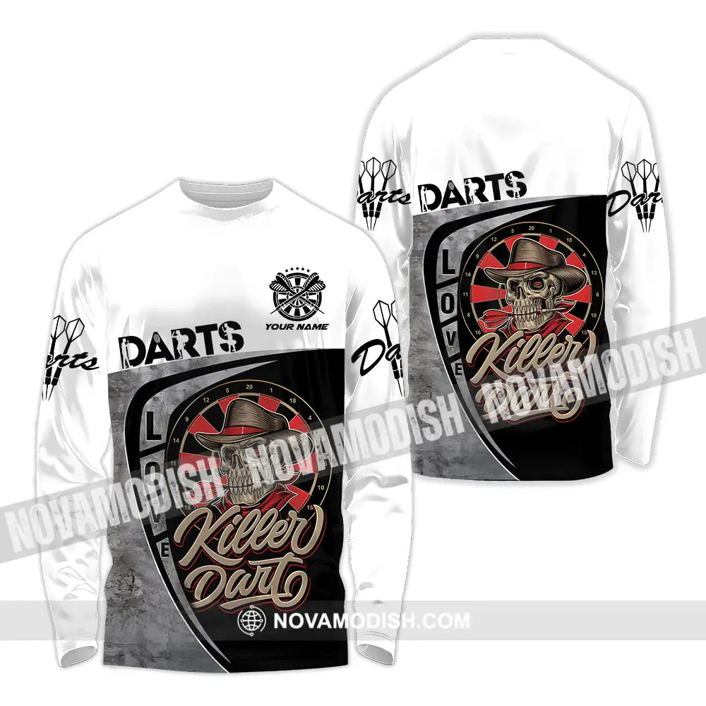 Unisex Shirt - Custom Text Darts Player Sport Shirt Killer Long Sleeve Shirt / S T-shirt
