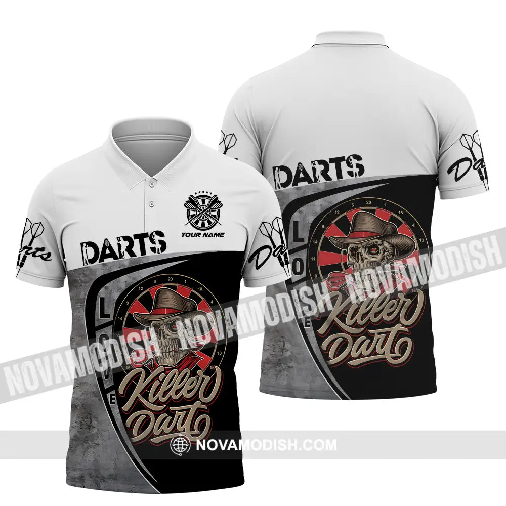 Unisex Shirt - Custom Text Darts Player Sport Shirt Killer Polo Shirt / S T-shirt