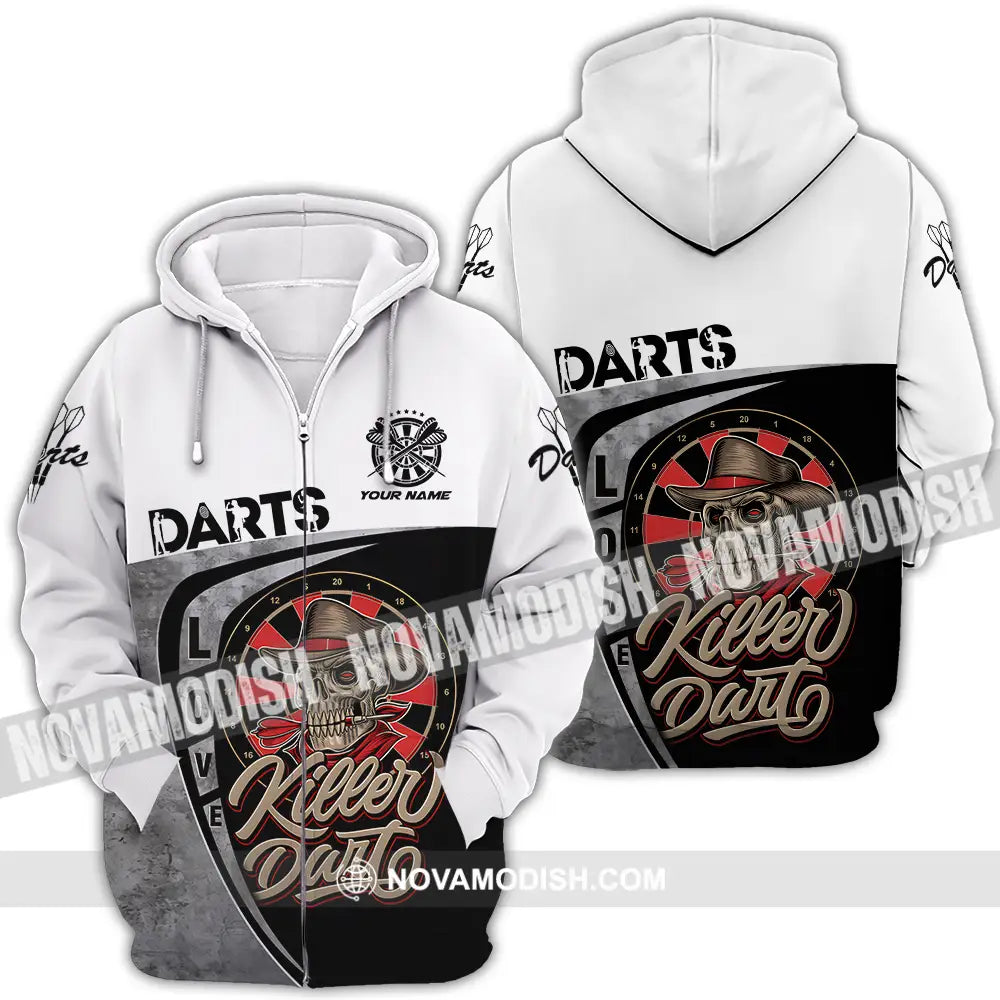 Unisex Shirt - Custom Text Darts Player Sport Shirt Killer Zipper Hoodie / S T-shirt