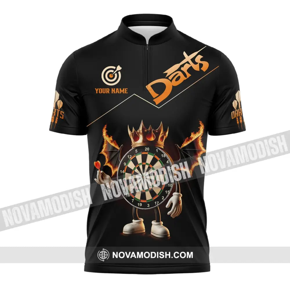 Unisex Shirt - Custom Text Darts Zipper Polo / S T-Shirt