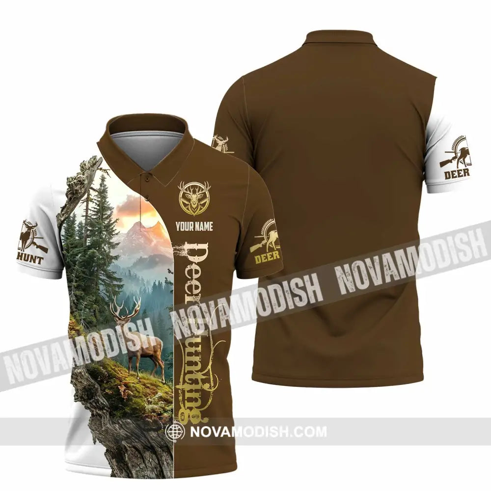 Unisex Shirt - Custom Text Shirt Deer Hunting Polo Shirt / S T-shirt
