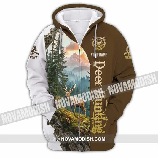Unisex Shirt - Custom Text Shirt Deer Hunting Zipper Hoodie / S T-shirt