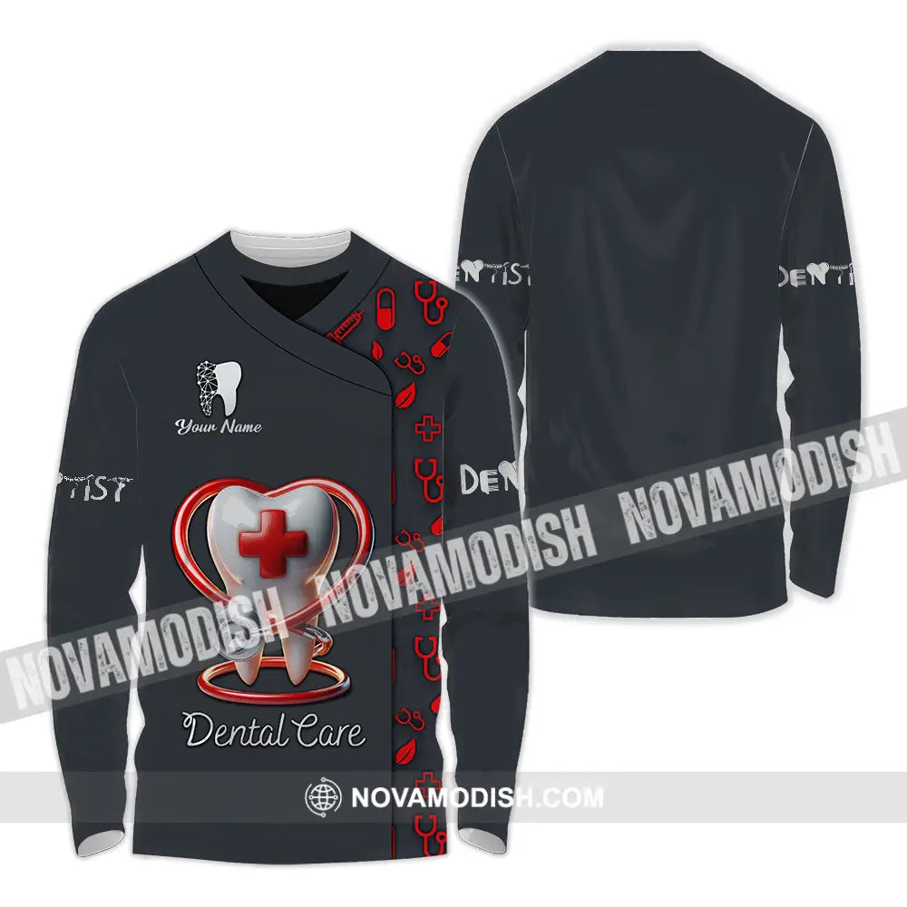 Unisex Shirt - Custom Text Shirt Dental Care Long Sleeve Shirt / S T-shirt
