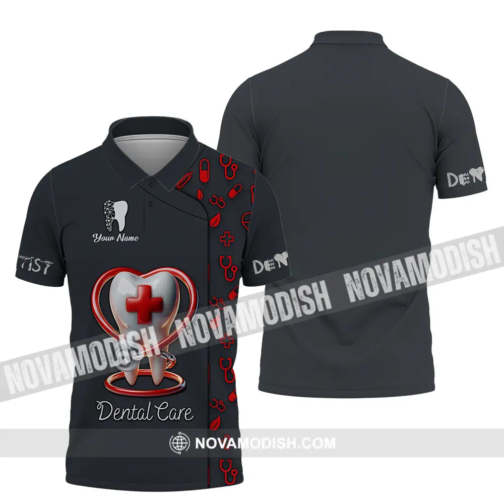 Unisex Shirt - Custom Text Shirt Dental Care Polo Shirt / S T-shirt