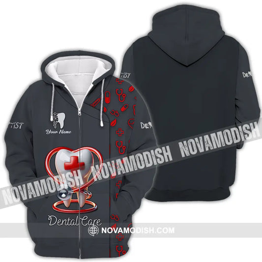 Unisex Shirt - Custom Text Shirt Dental Care Zipper Hoodie / S T-shirt