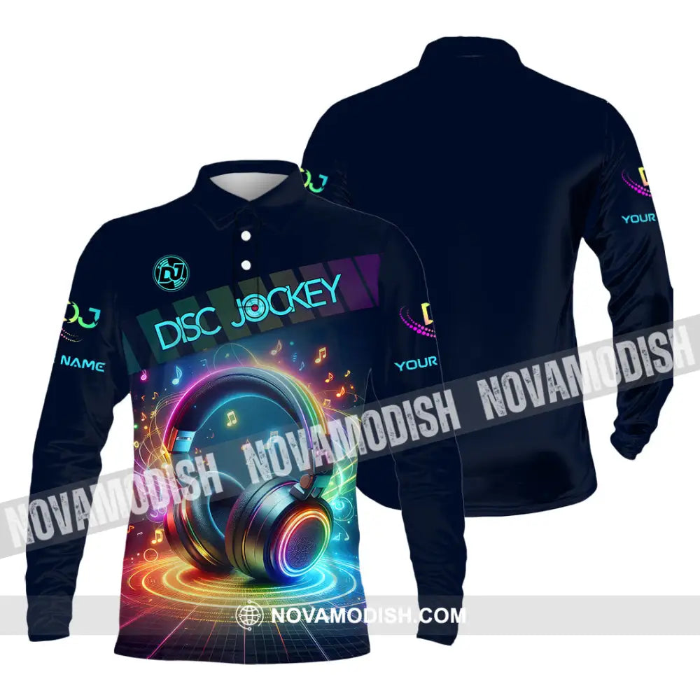 Unisex Shirt - Custom Text Dis Jockey Long Sleeve Polo / S T-Shirt