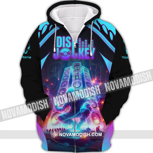 Unisex Shirt - Custom Text Dis Jockey Zipper Hoodie / S T-Shirt