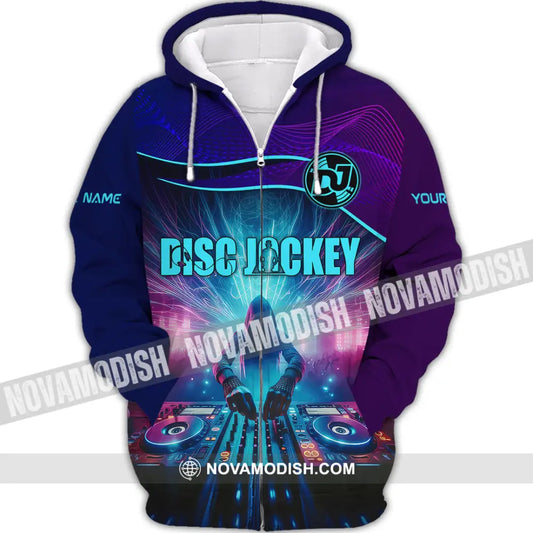 Unisex Shirt - Custom Text Dis Jockey Zipper Hoodie / S T-Shirt