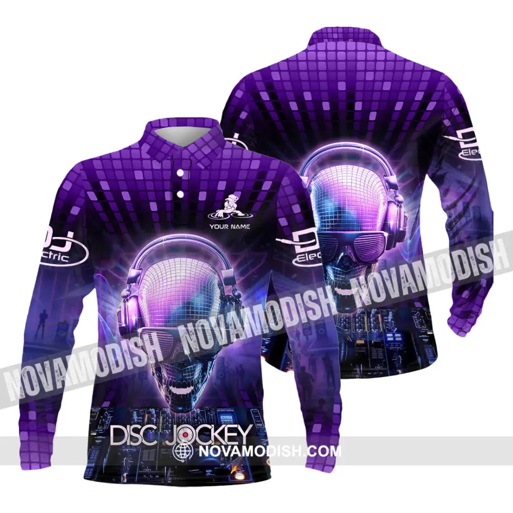 Unisex Shirt - Custom Text Disc Jockey Long Sleeve Polo / S T-Shirt