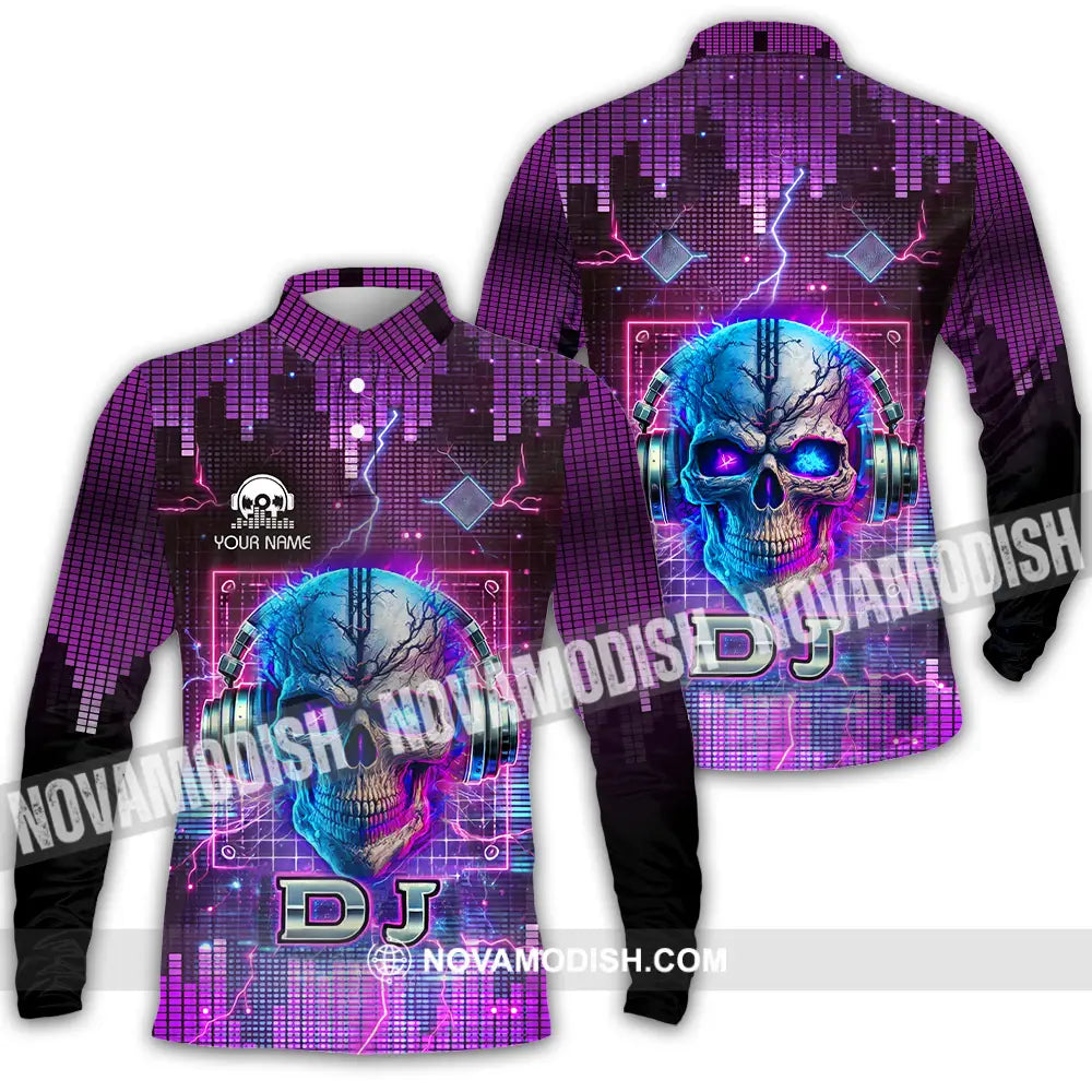 Unisex Shirt - Custom Text Disc Jockey Long Sleeve Polo / S T-Shirt