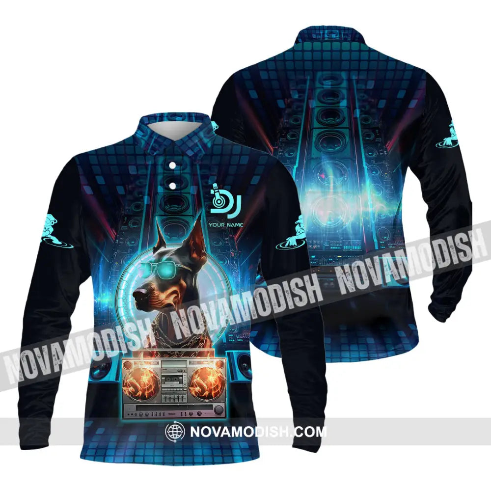 Unisex Shirt - Custom Text Disc Jockey Long Sleeve Polo / S T-Shirt