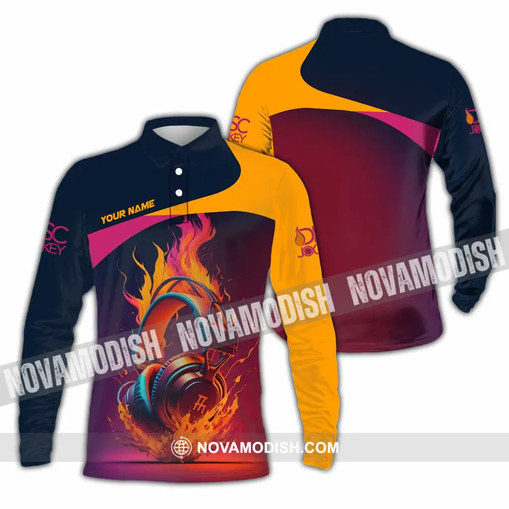 Unisex Shirt - Custom Text Disc Jockey Long Sleeve Polo / S T-Shirt