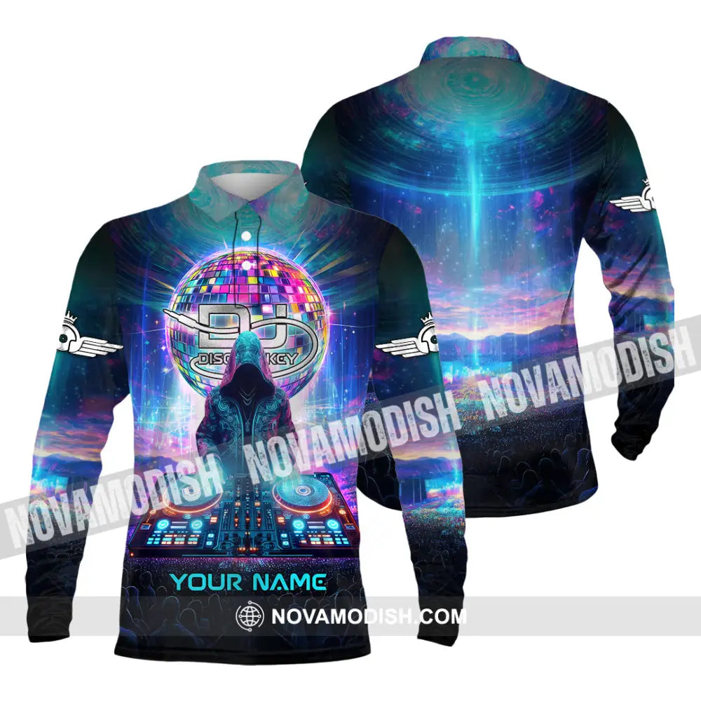 Unisex Shirt - Custom Text Disc Jockey Long Sleeve Polo / S T-Shirt