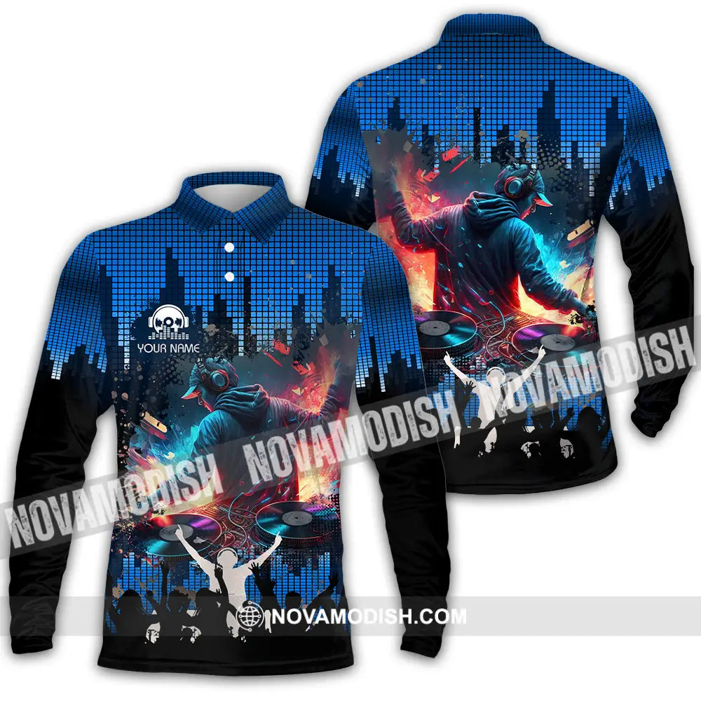 Unisex Shirt - Custom Text Disc Jockey Long Sleeve Polo / S T-Shirt