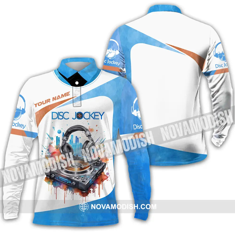 Unisex Shirt - Custom Text Shirt Disc Jockey Shirt Long Sleeve Polo / S T-shirt