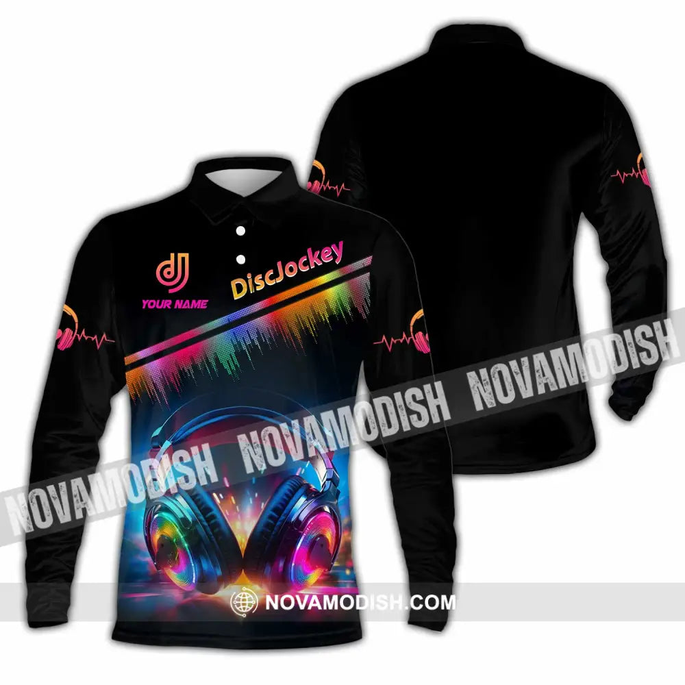 Unisex Shirt - Custom Text Disc Jockey Long Sleeve Polo / S T-Shirt