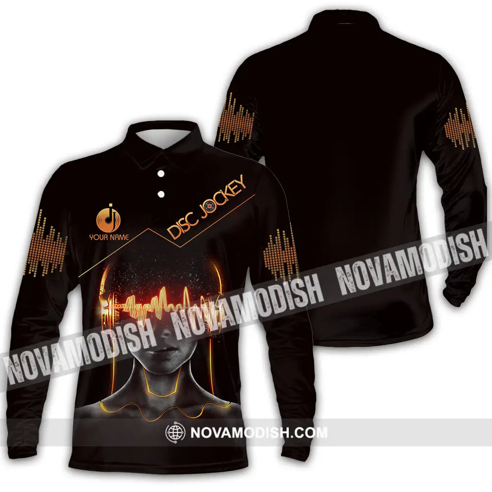 Unisex Shirt - Custom Text Disc Jockey Long Sleeve Polo / S T-Shirt