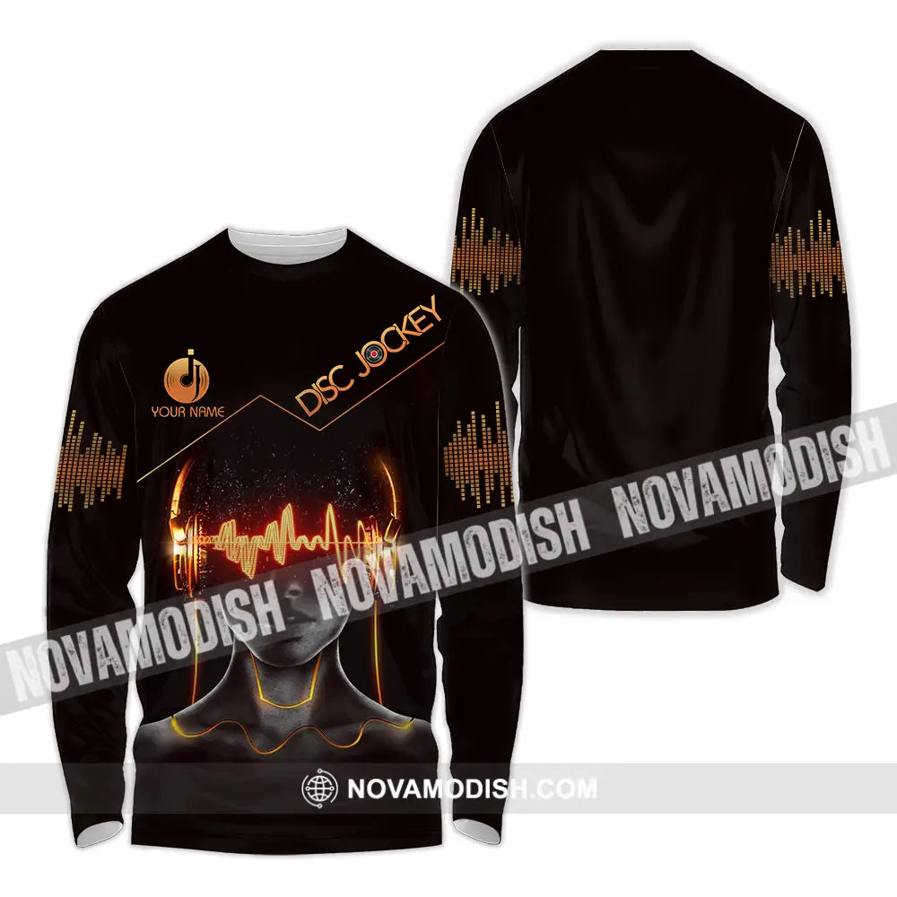 Unisex Shirt - Custom Text Disc Jockey Long Sleeve / S T-Shirt