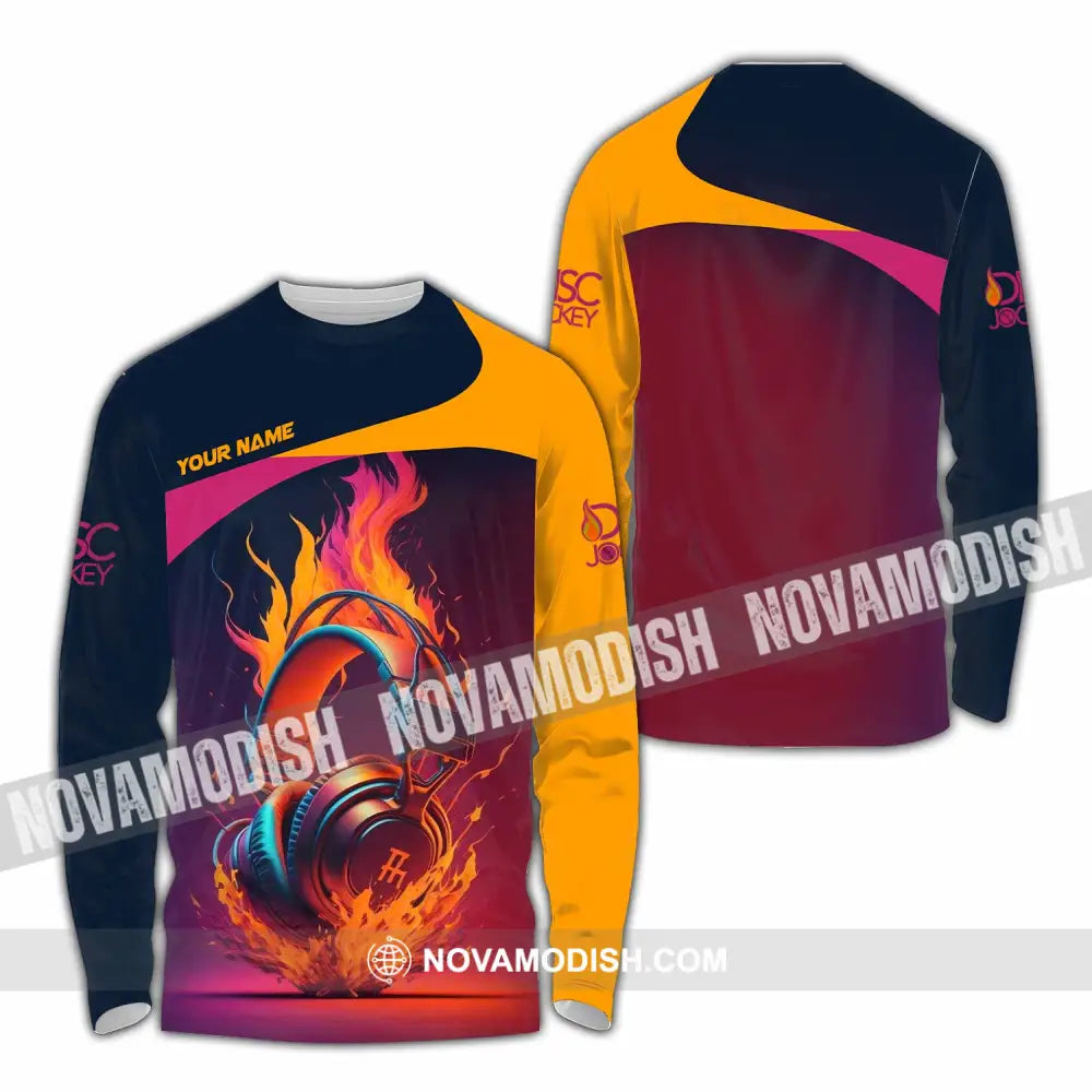 Unisex Shirt - Custom Text Disc Jockey Long Sleeve / S T-Shirt