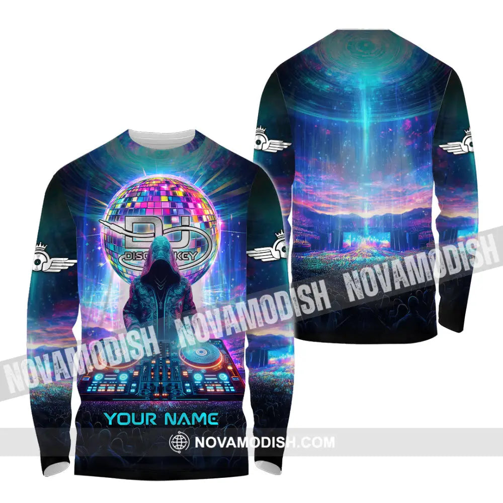 Unisex Shirt - Custom Text Disc Jockey Long Sleeve / S T-Shirt