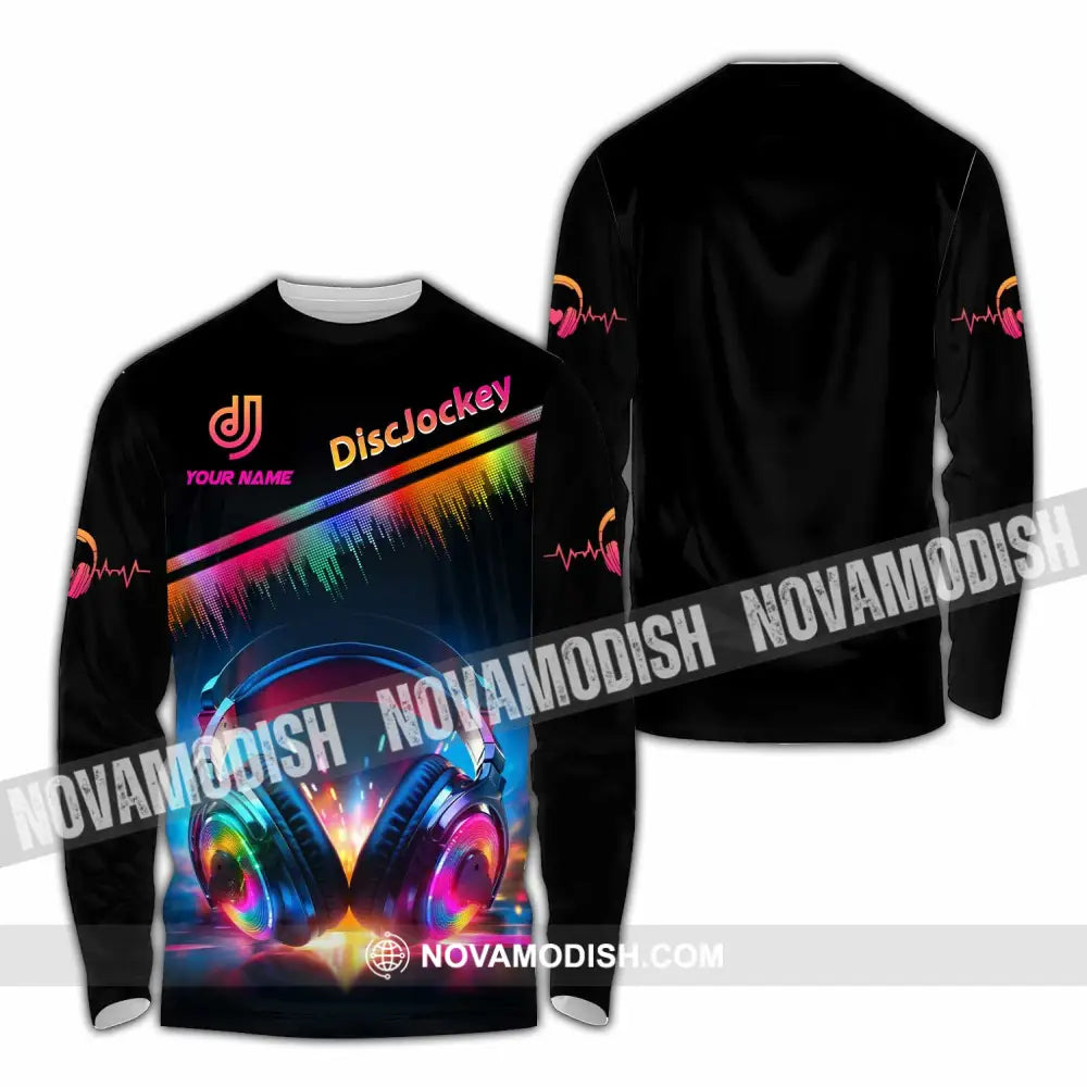 Unisex Shirt - Custom Text Disc Jockey Long Sleeve / S T-Shirt