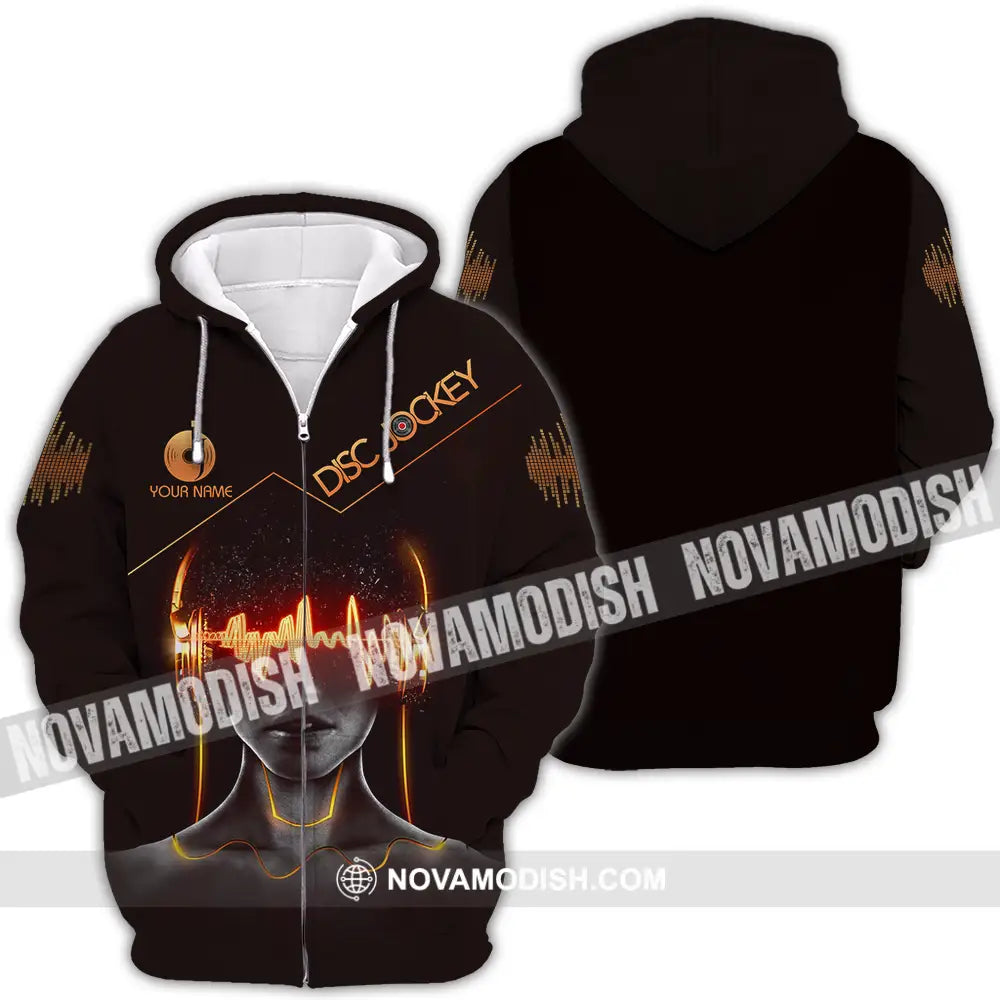 Unisex Shirt - Custom Text Disc Jockey Zipper Hoodie / S T-Shirt