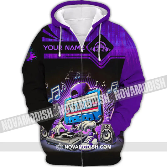 Unisex Shirt - Custom Text Shirt Disc Jockey Shirt Zipper Hoodie / S T-shirt