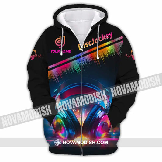 Unisex Shirt - Custom Text Disc Jockey Zipper Hoodie / S T-Shirt