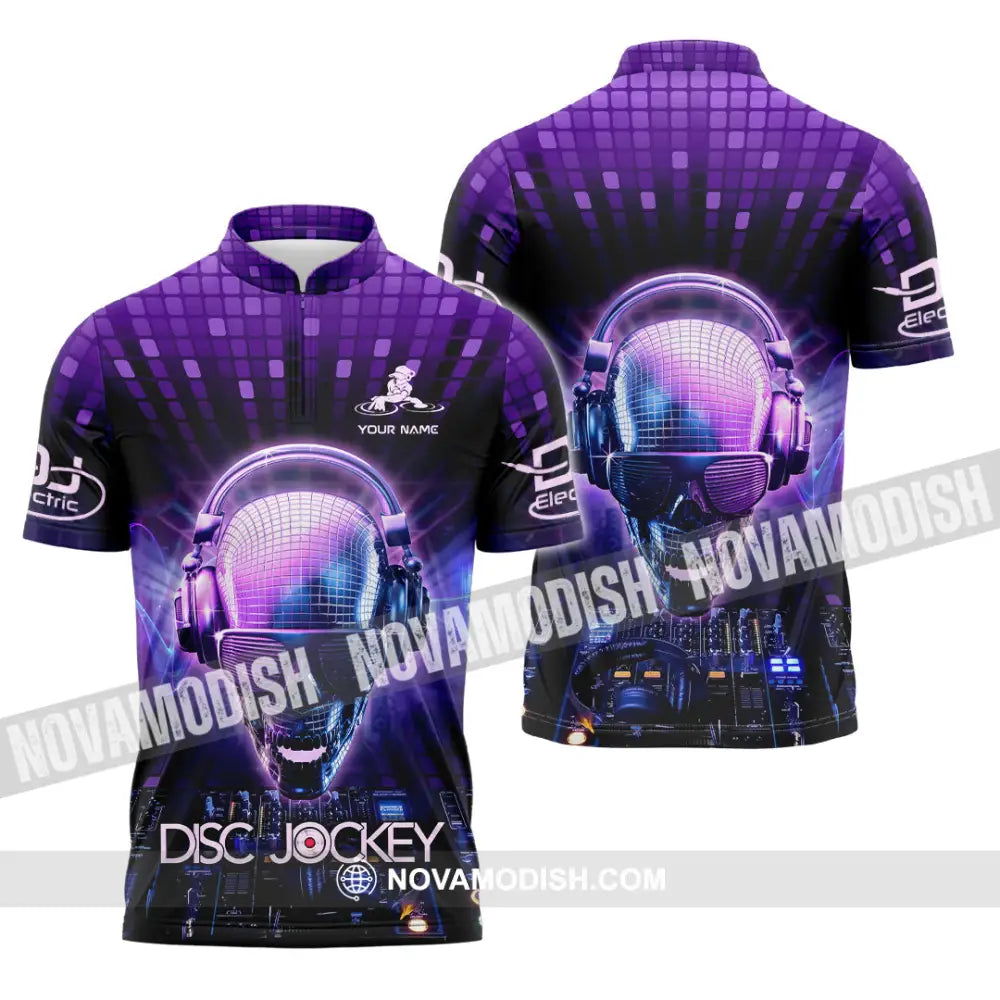 Unisex Shirt - Custom Text Disc Jockey Zipper Polo / S T-Shirt