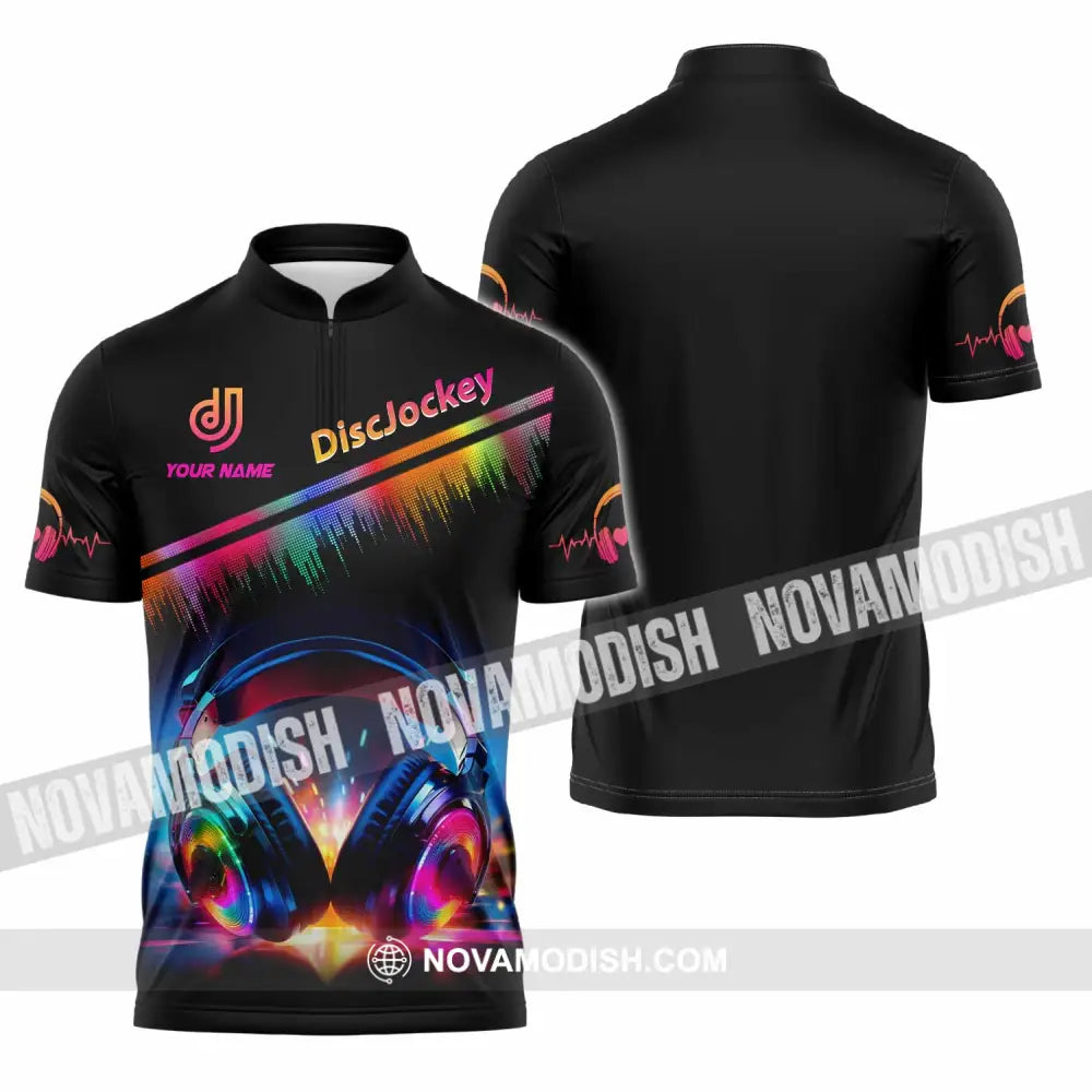 Unisex Shirt - Custom Text Disc Jockey Zipper Polo / S T-Shirt