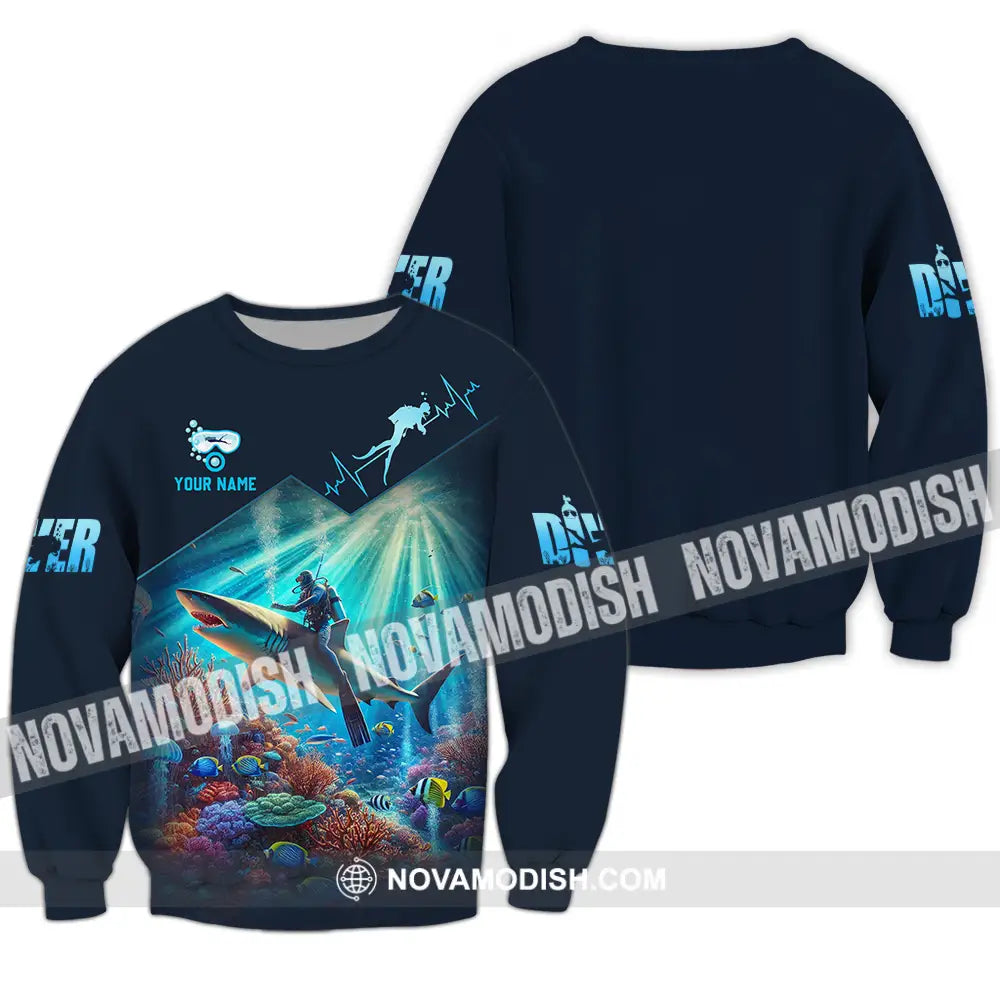 Unisex Shirt - Custom Text Shirt Diver Lover Long Sleeve / S T-shirt