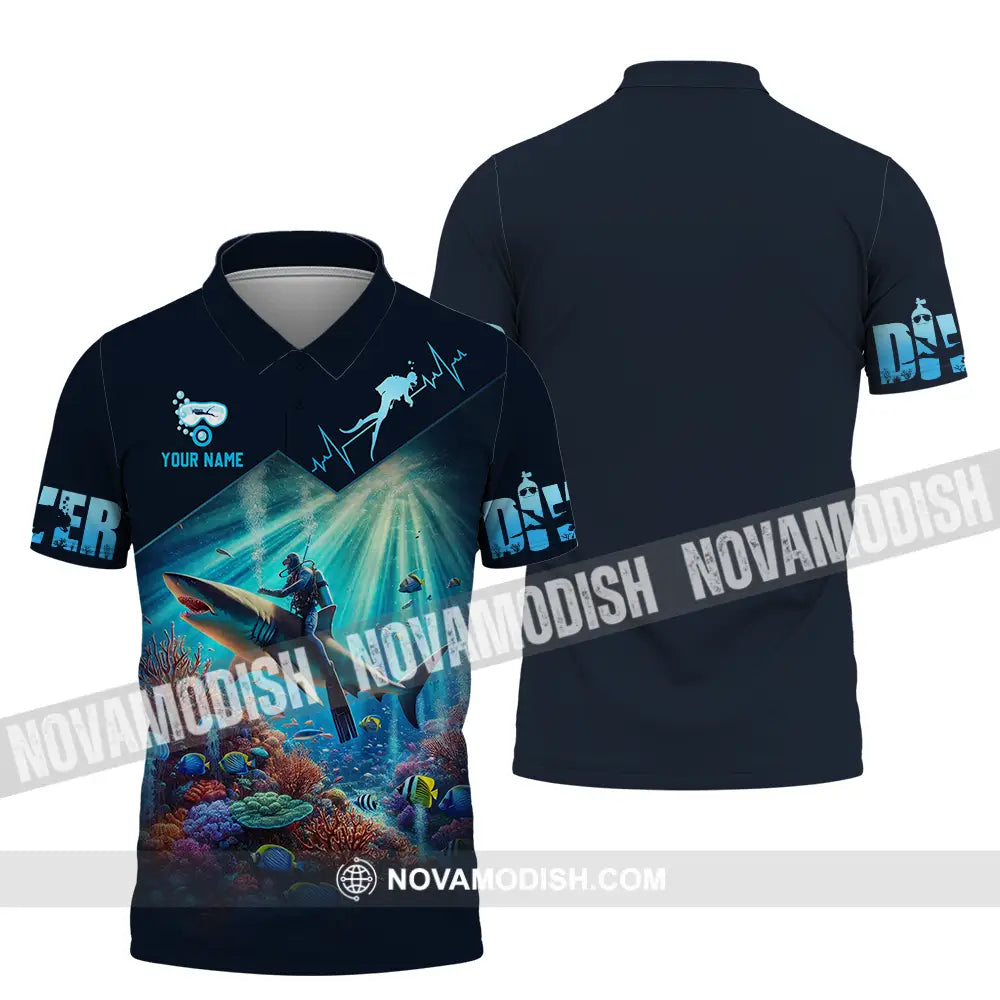 Unisex Shirt - Custom Text Shirt Diver Lover Polo Shirt / S T-shirt