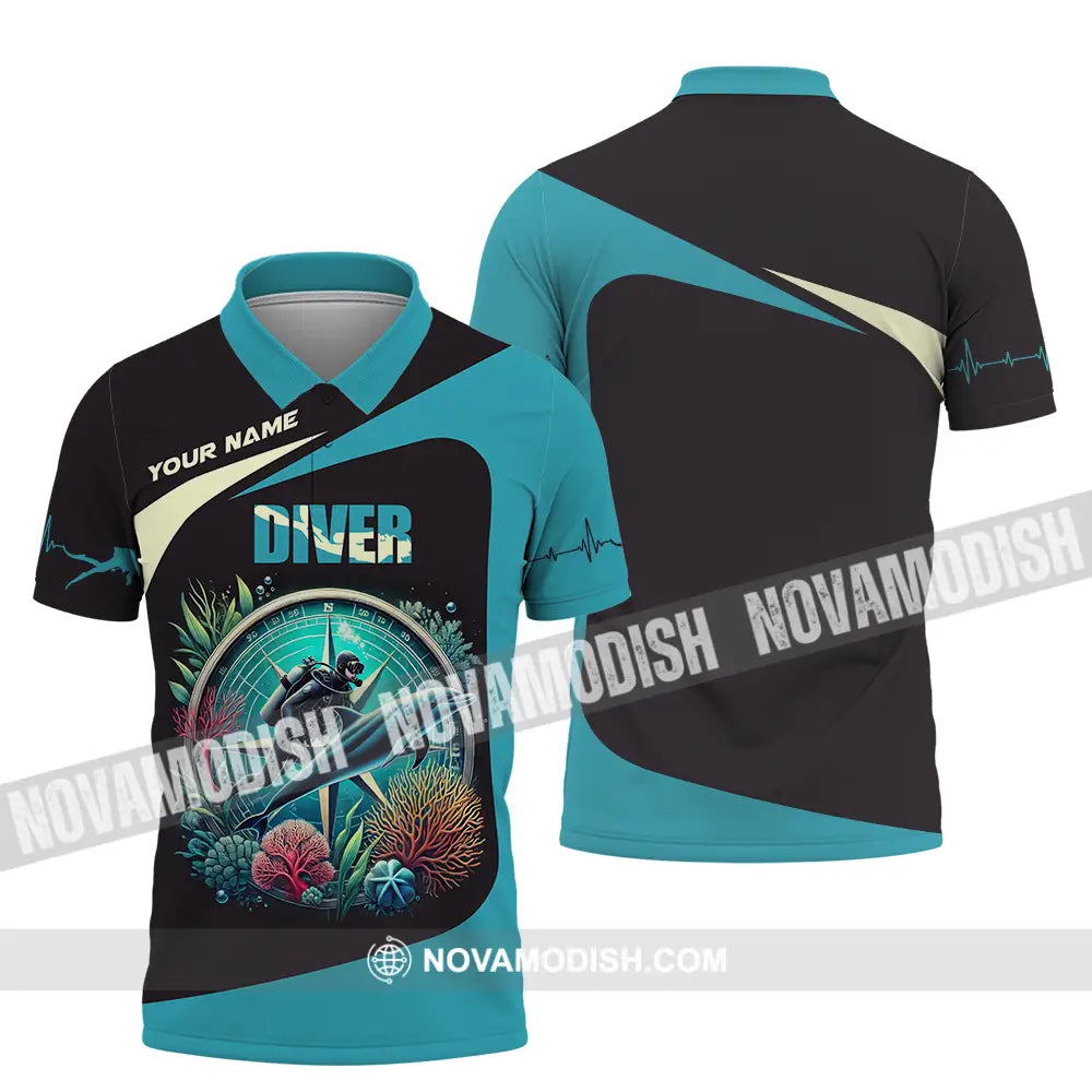 Unisex Shirt - Custom Text Diver Polo / S T-Shirt