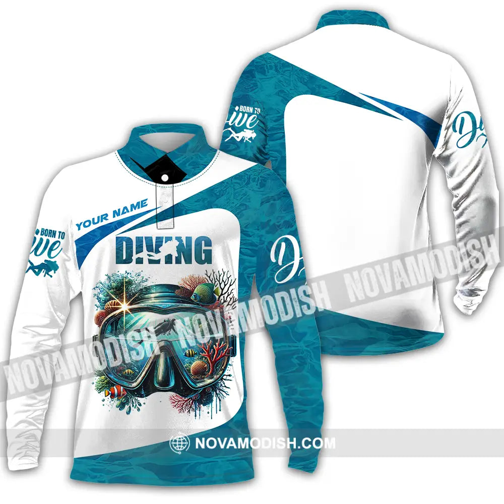 Unisex Shirt - Custom Text Shirt Diving Long Sleeve Polo / S T-shirt