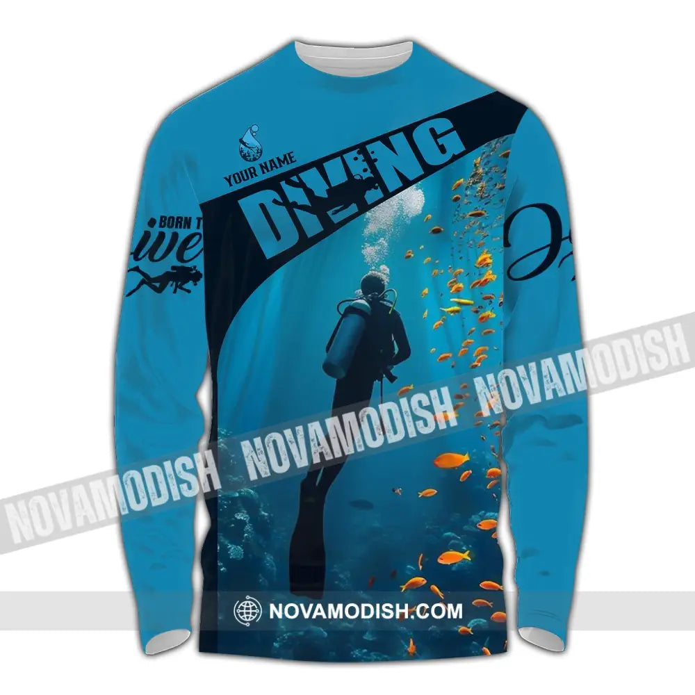 Unisex Shirt - Custom Text Diving Long Sleeve / S T-Shirt