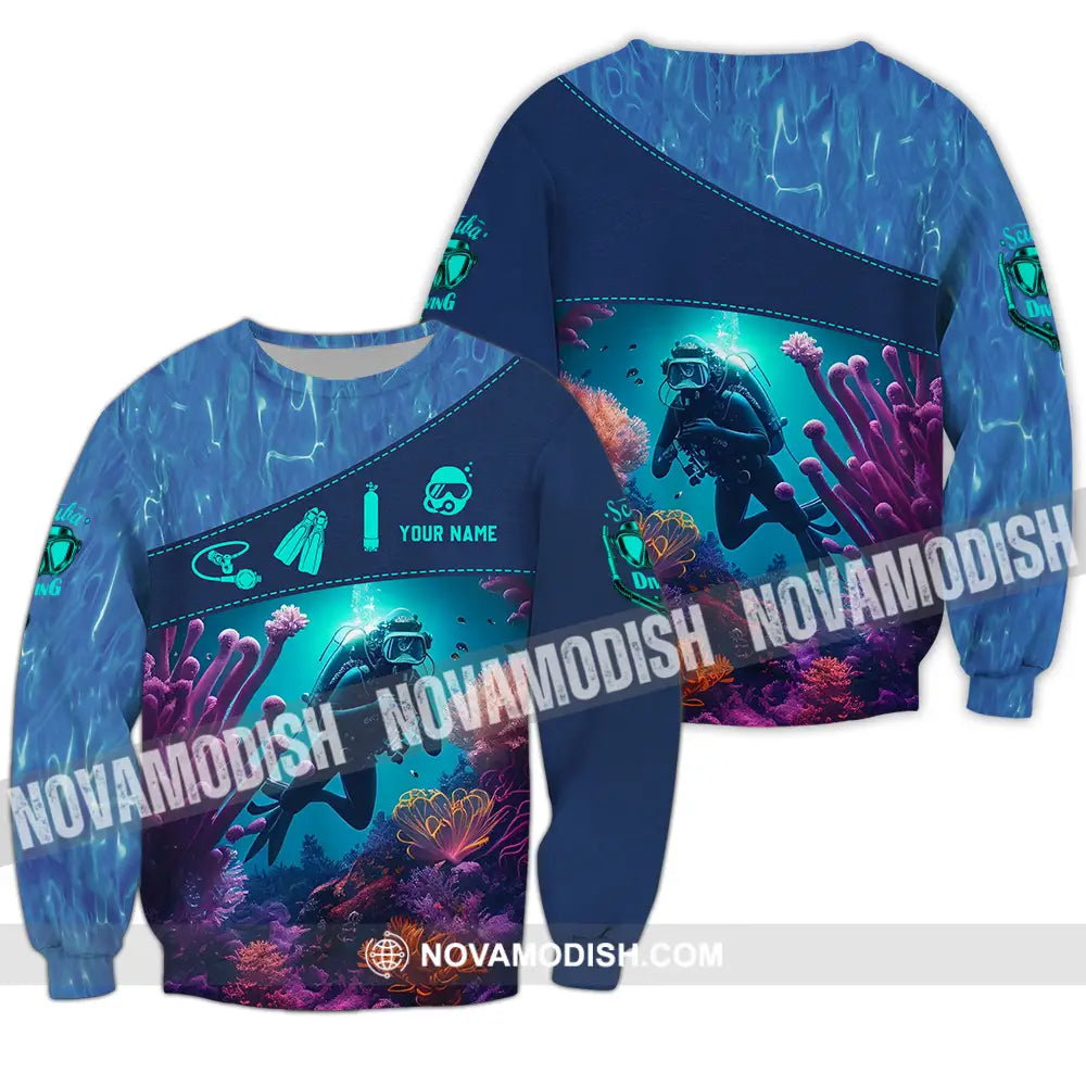 Unisex Shirt - Custom Text Shirt Diving Long Sleeve / S T-shirt