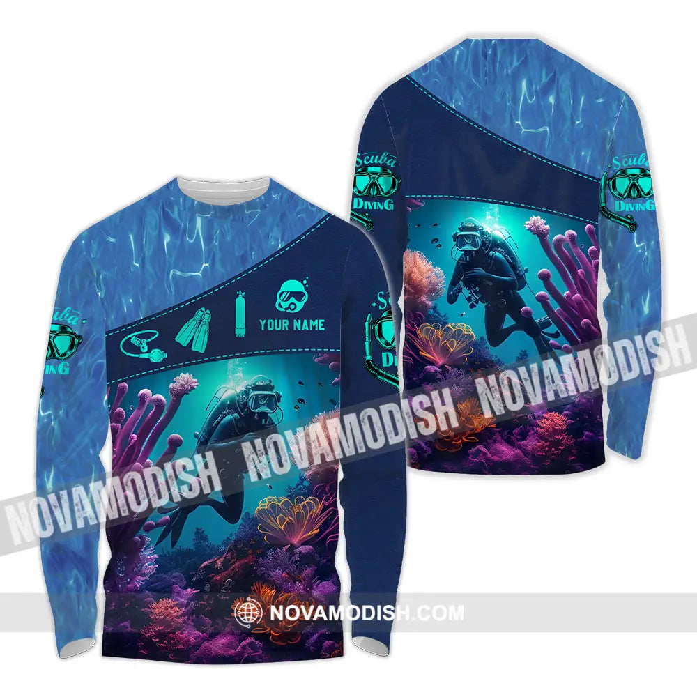 Unisex Shirt - Custom Text Shirt Diving Long Sleeve Shirt / S T-shirt