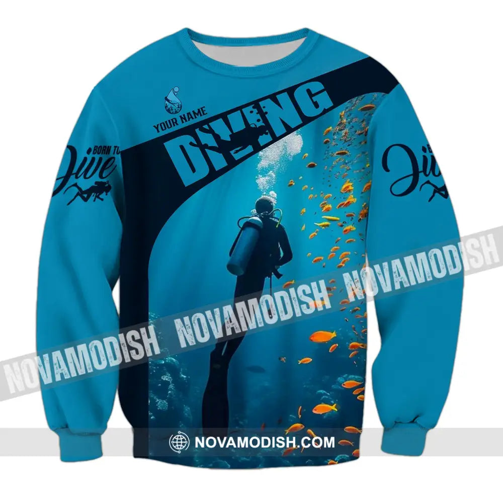 Unisex Shirt - Custom Text Diving Long Sleeve / S T-Shirt