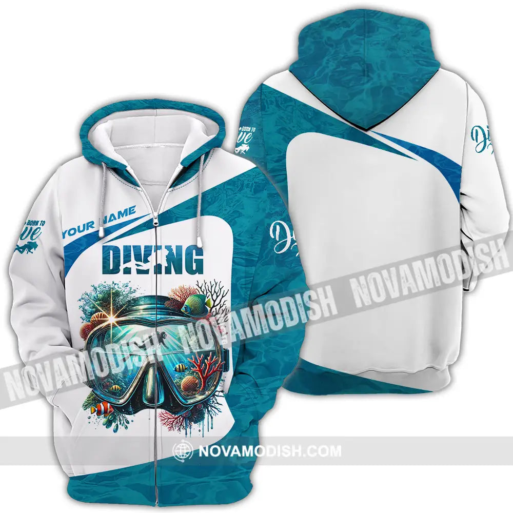 Unisex Shirt - Custom Text Shirt Diving Zipper Hoodie / S T-shirt