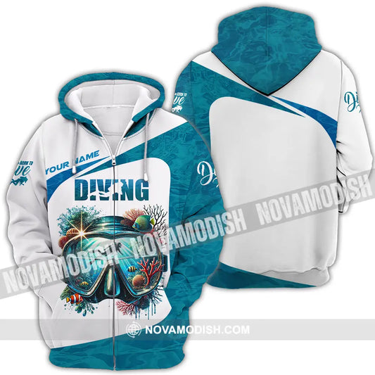 Unisex Shirt - Custom Text Shirt Diving Zipper Hoodie / S T-shirt