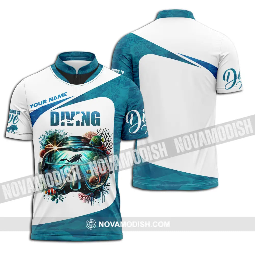 Unisex Shirt - Custom Text Shirt Diving Zipper Polo Shirt / S T-shirt