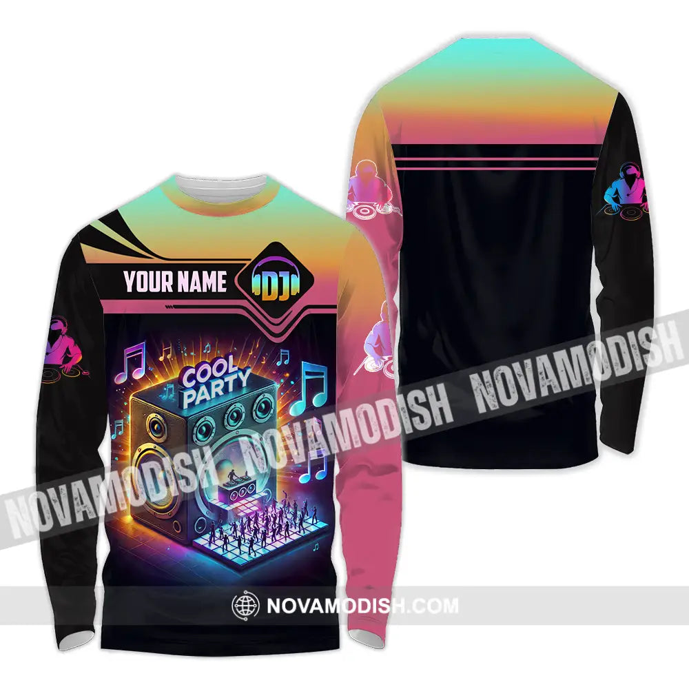 Unisex Shirt - Custom Text Dj Cool Party Long Sleeve / S T-Shirt