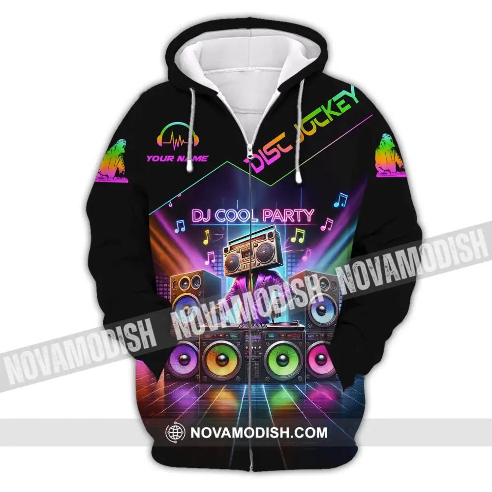 Unisex Shirt - Custom Text Dj Cool Party Zipper Hoodie / S T-Shirt