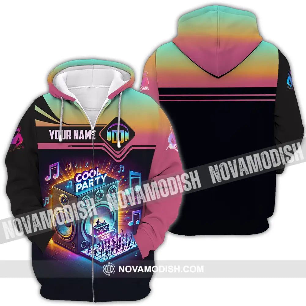 Unisex Shirt - Custom Text Dj Cool Party Zipper Hoodie / S T-Shirt