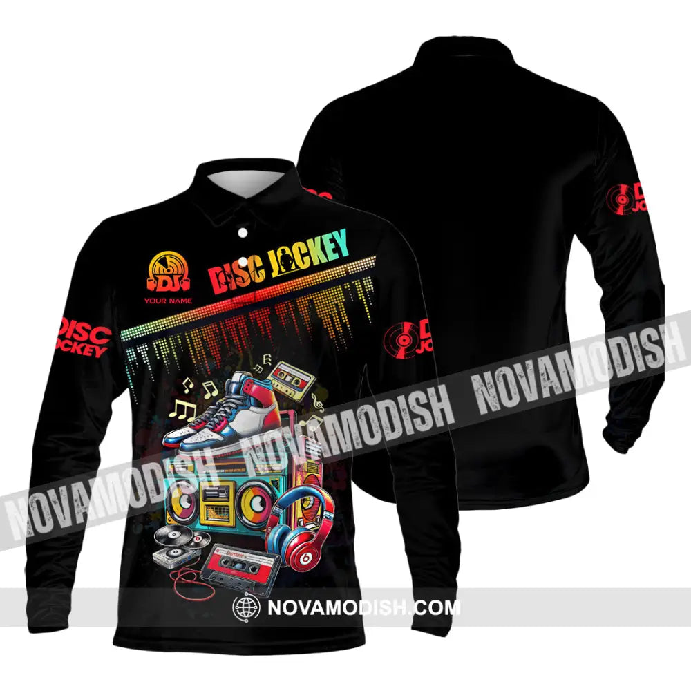 Unisex Shirt - Custom Text Shirt DJ Shirt Long Sleeve Polo / S T-shirt