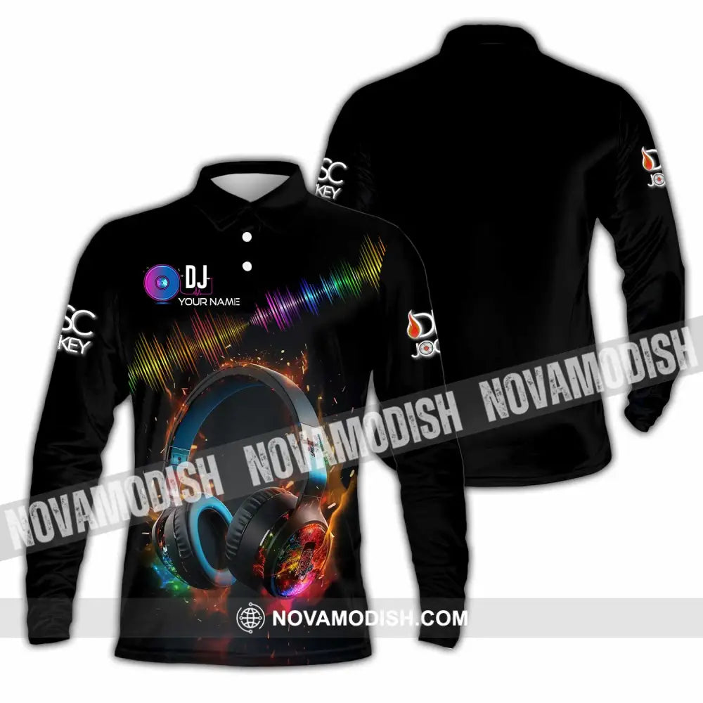 Unisex Shirt - Custom Text Dj Long Sleeve Polo / S T-Shirt