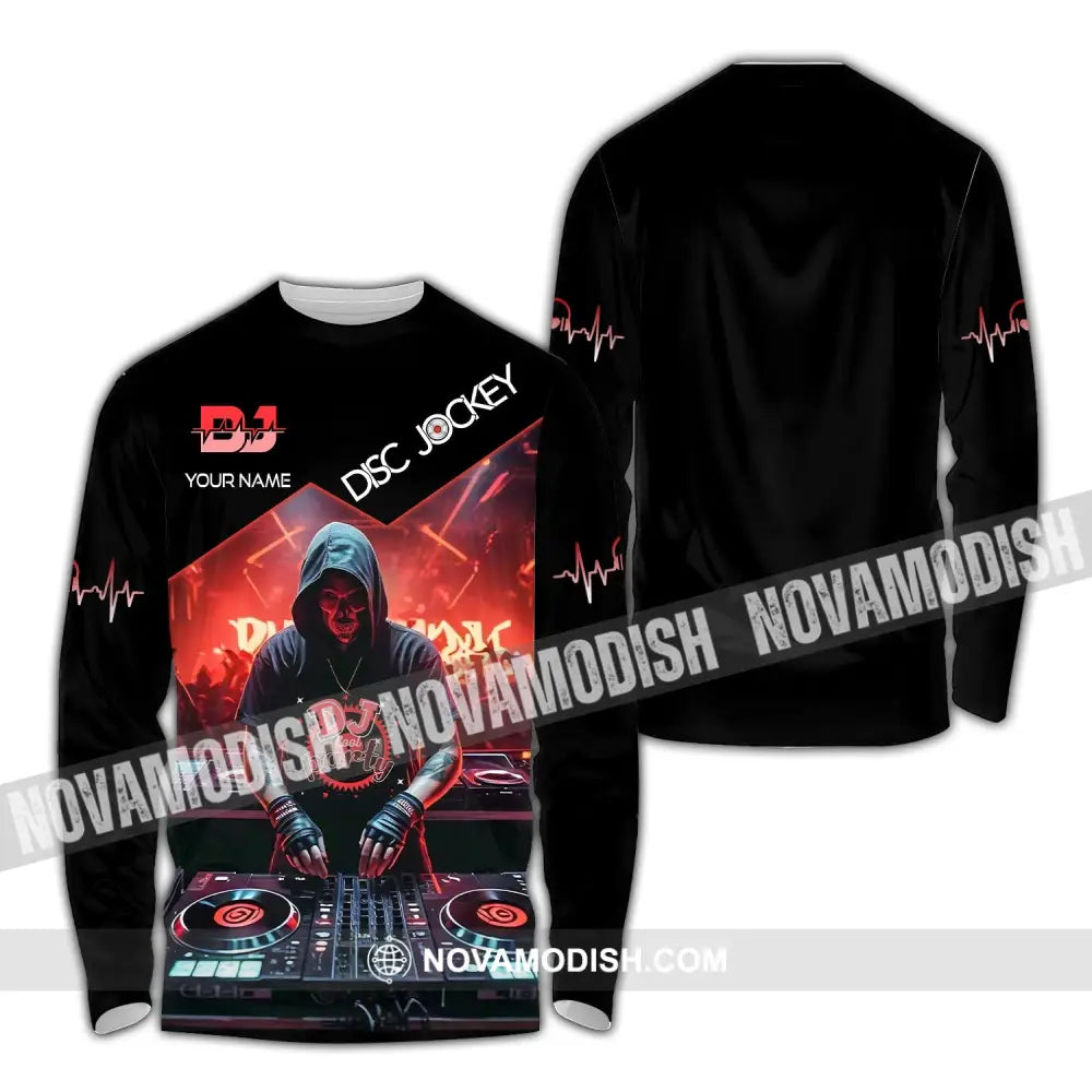 Unisex Shirt - Custom Text Dj Long Sleeve / S T-Shirt