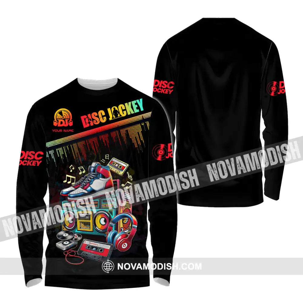 Unisex Shirt - Custom Text Shirt DJ Shirt Long Sleeve Shirt / S T-shirt