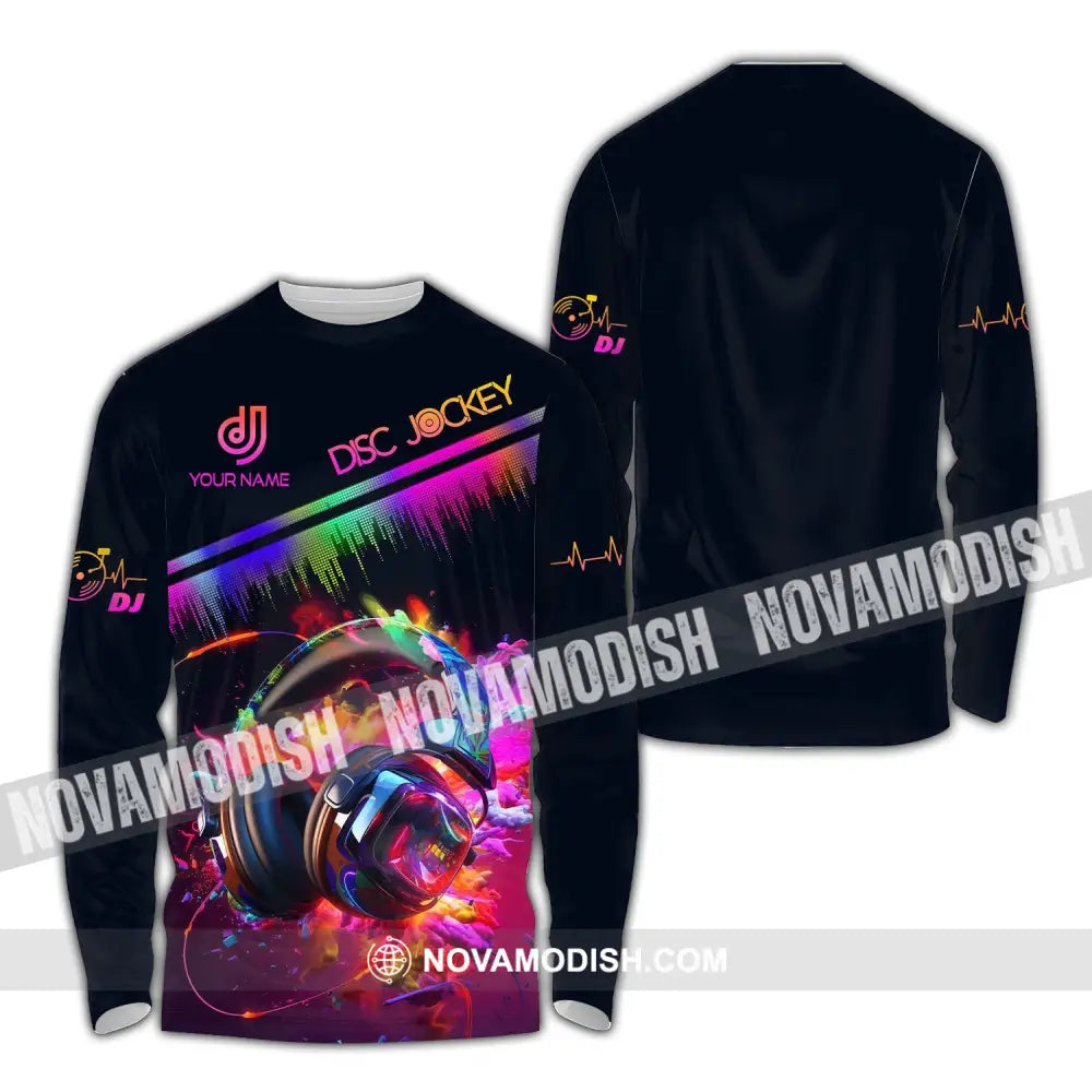 Unisex Shirt - Custom Text Dj Long Sleeve / S T-Shirt